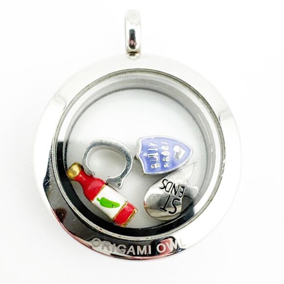Origami‎ Owl Living Locket Pendant Silver Rhinestone Floating Charms - Picture 8 of 10